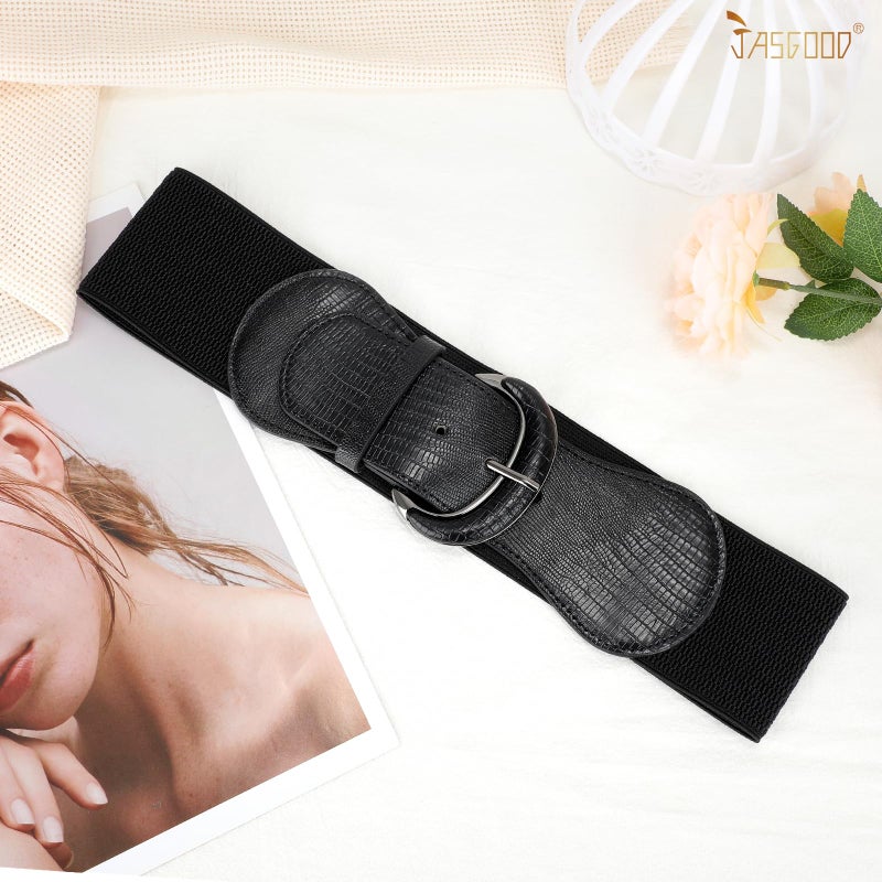 JASGOOD Women Stretchy Wide Waist Belt for Dress Ladies Vintage Elastic Belt - Image 4